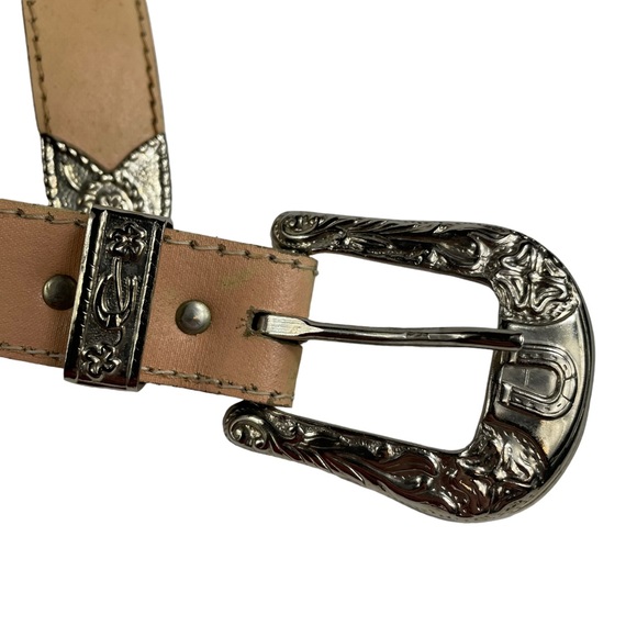 Vintage Western Studded USA Made Small-Medium Vegan Leather Rodeo Style Belt S-M - Picture 12 of 16
